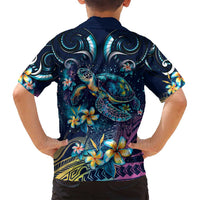 Plumeria Turtles Traditional Tribal Family Matching Off Shoulder Maxi Dress and Hawaiian Shirt LT9 - Polynesian Pride