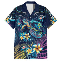 Plumeria Turtles Traditional Tribal Family Matching Puletasi and Hawaiian Shirt LT9 Dad's Shirt - Short Sleeve Black - Polynesian Pride