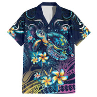 Plumeria Turtles Traditional Tribal Family Matching Tank Maxi Dress and Hawaiian Shirt LT9 Dad's Shirt - Short Sleeve Black - Polynesian Pride