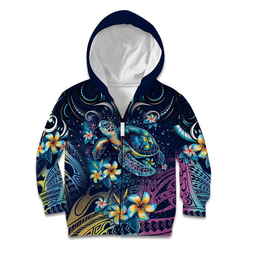 Plumeria Turtles Traditional Tribal Kid Hoodie