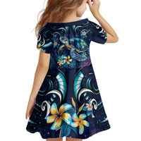 Plumeria Turtles Traditional Tribal Kid Short Sleeve Dress LT9 - Polynesian Pride