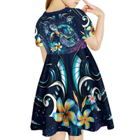 Plumeria Turtles Traditional Tribal Kid Short Sleeve Dress LT9 - Polynesian Pride