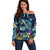 Plumeria Turtles Traditional Tribal Off Shoulder Sweater