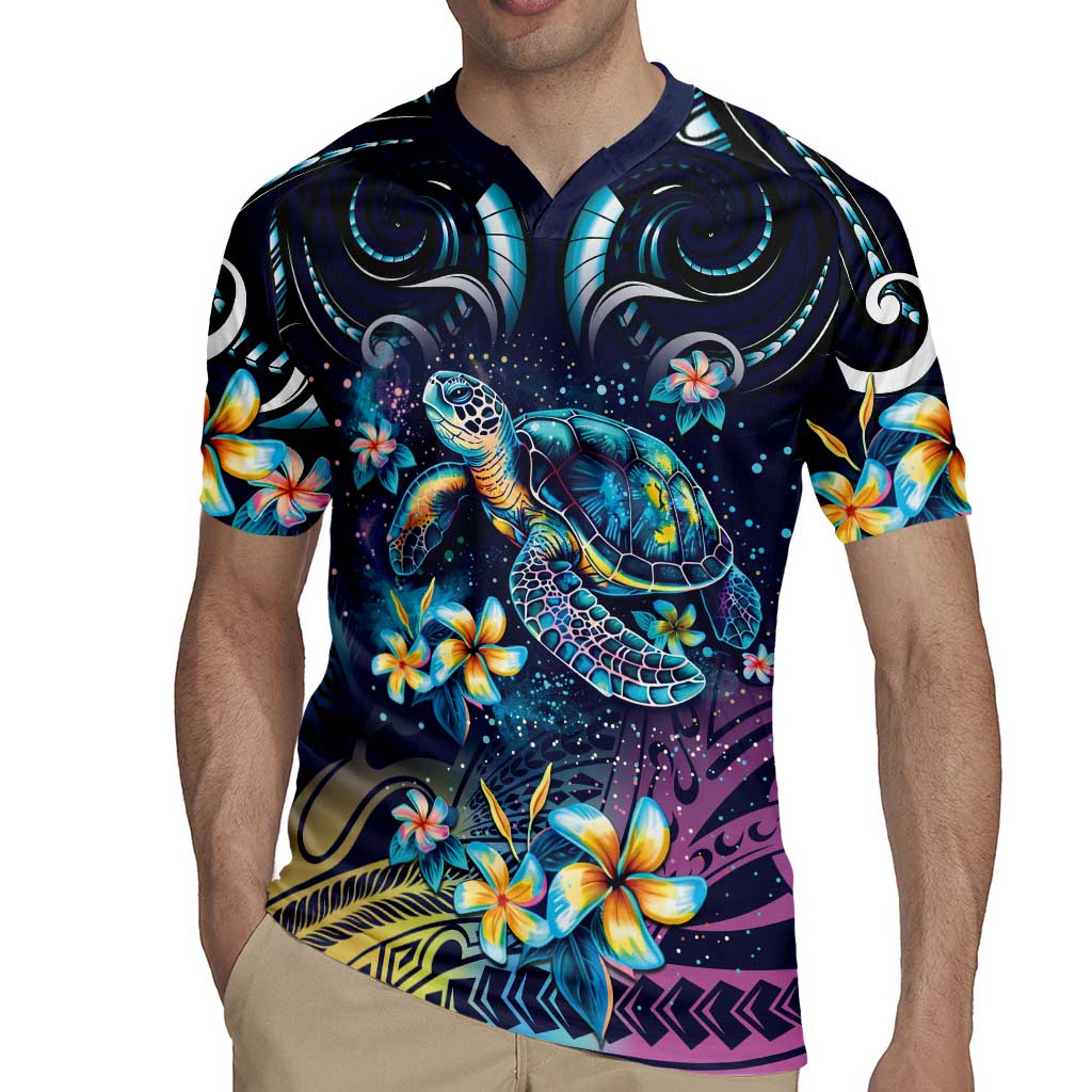 Plumeria Turtles Traditional Tribal Rugby Jersey