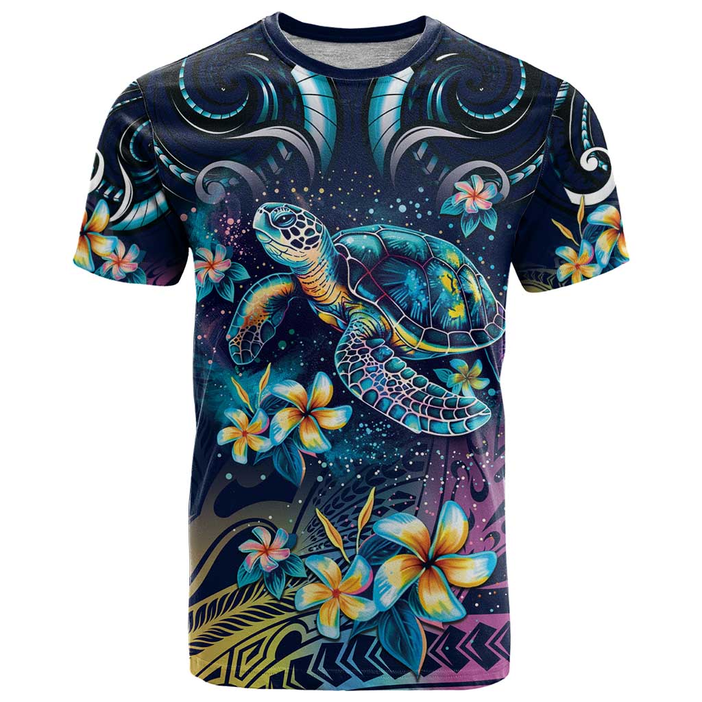 Plumeria Turtles Traditional Tribal T Shirt LT9 Black - Polynesian Pride