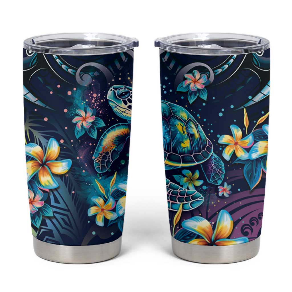 Plumeria Turtles Traditional Tribal Tumbler Cup