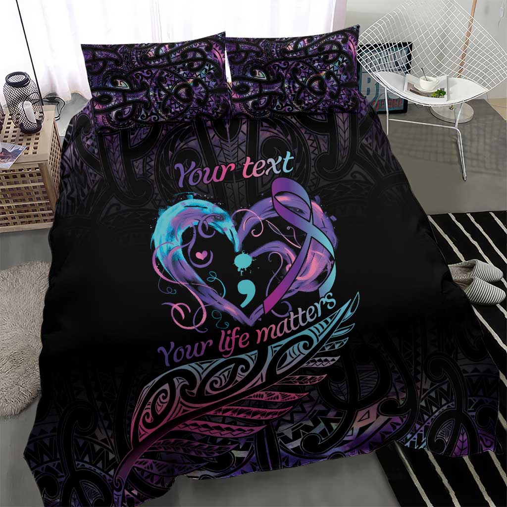 Personalised Your Life Matters Bedding Set Suicide Prevention Awareness Semicolon Heart