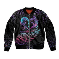 Personalised Your Life Matters Bomber Jacket Suicide Prevention Awareness Semicolon Heart