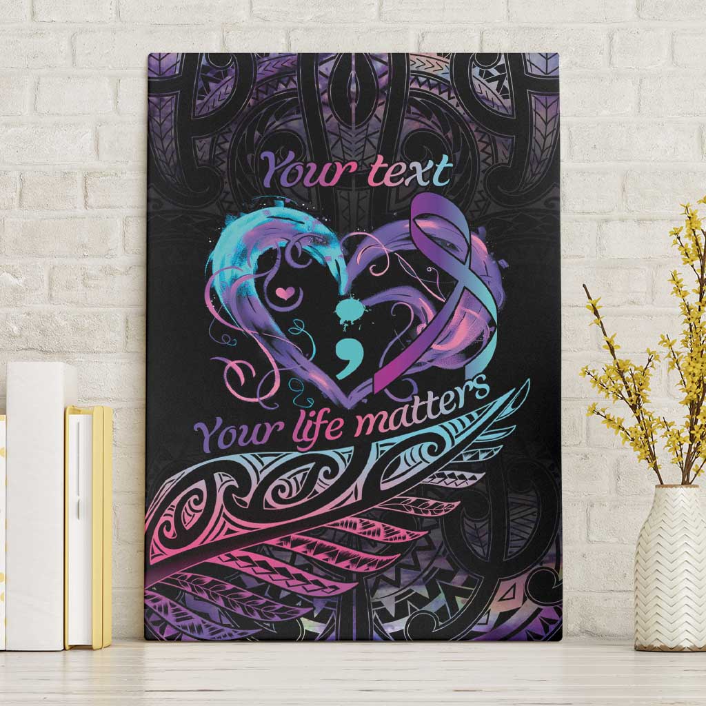 Personalised Your Life Matters Canvas Wall Art Suicide Prevention Awareness Semicolon Heart