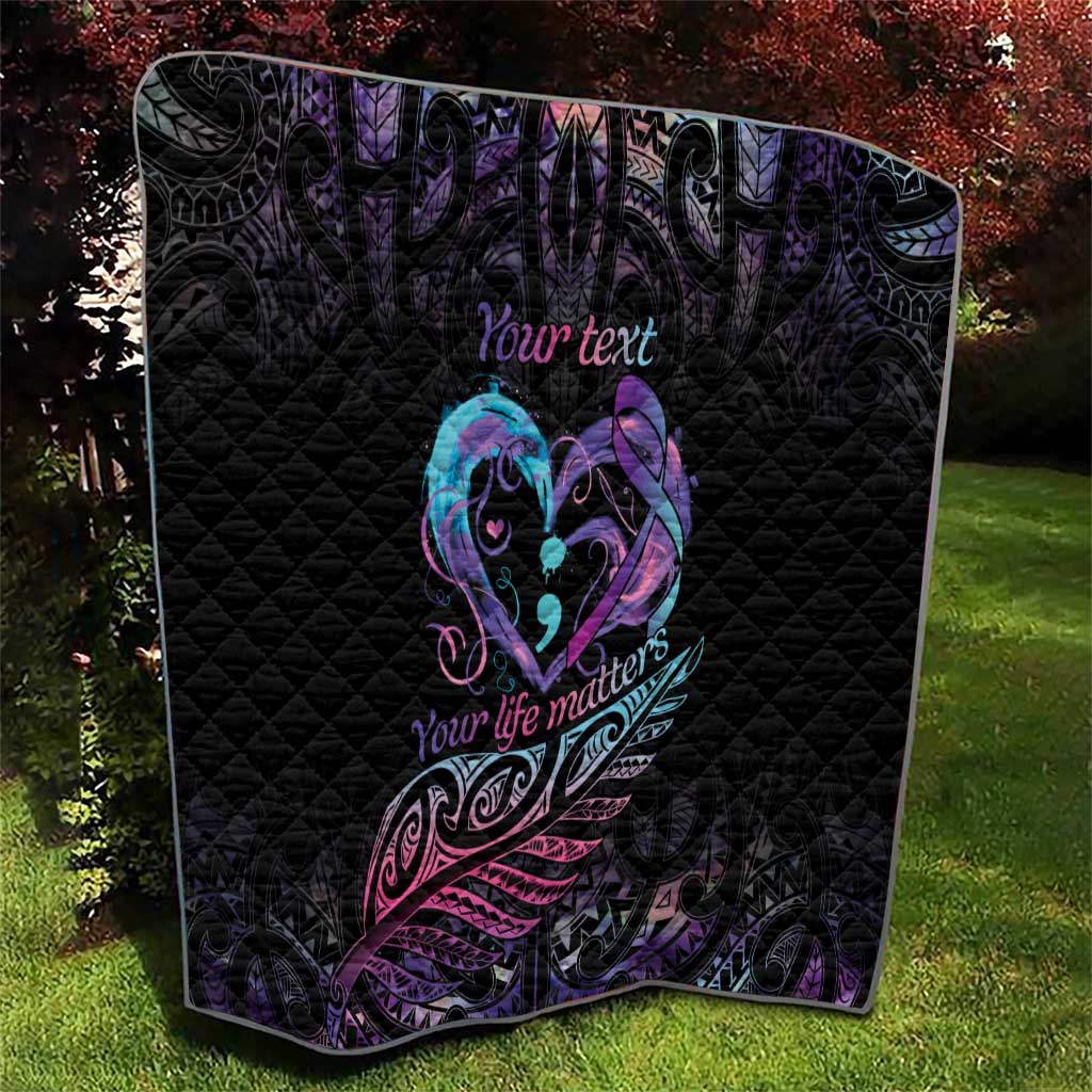 Personalised Your Life Matters Quilt Suicide Prevention Awareness Semicolon Heart