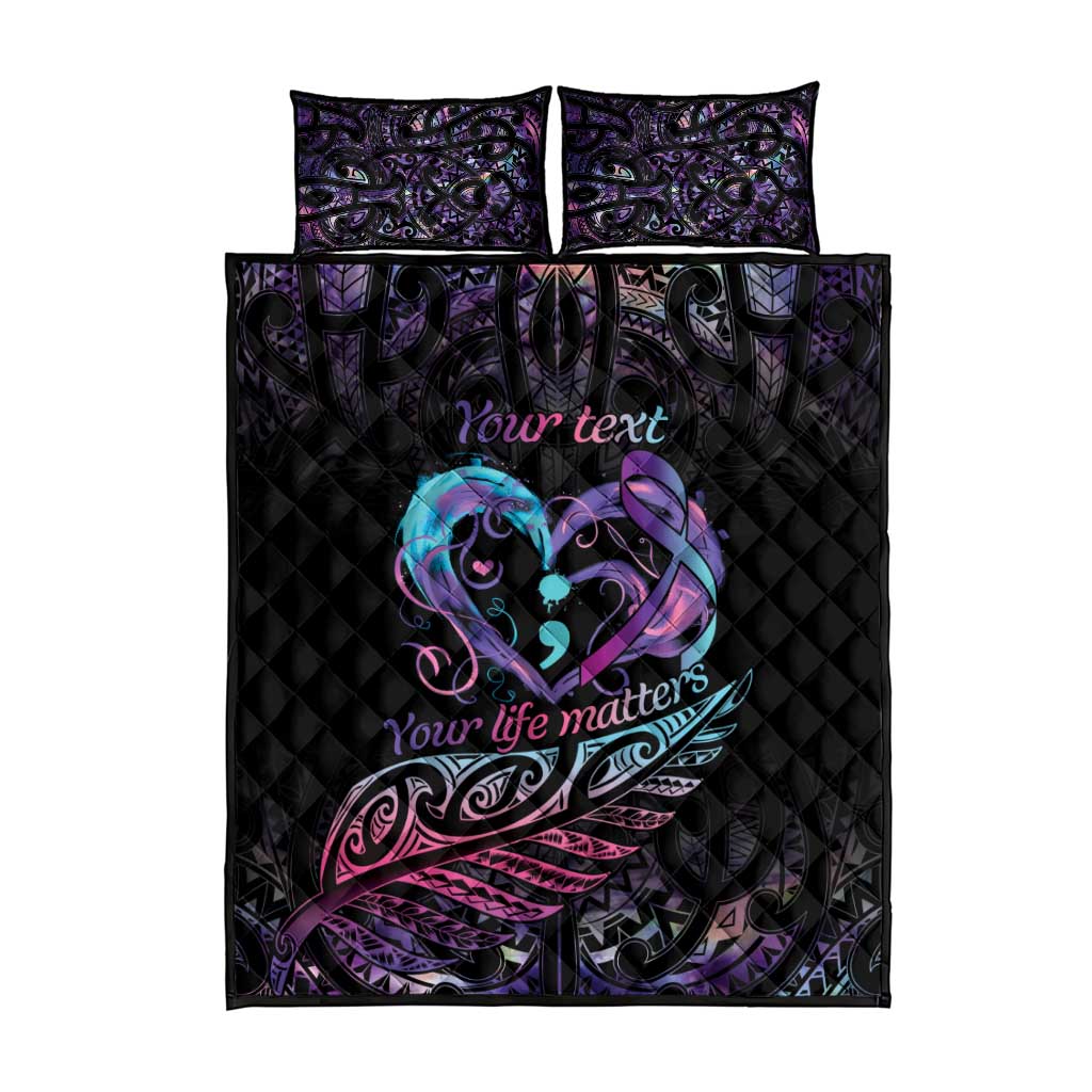 Personalised Your Life Matters Quilt Bed Set Suicide Prevention Awareness Semicolon Heart