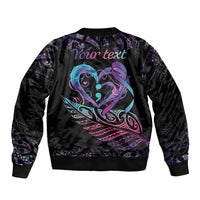 Personalised Your Life Matters Sleeve Zip Bomber Jacket Suicide Prevention Awareness Semicolon Heart