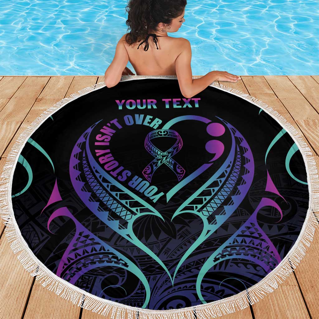 Personalised Your Story Isn't Over Beach Blanket Suicide Prevention Awareness Semicolon Heart