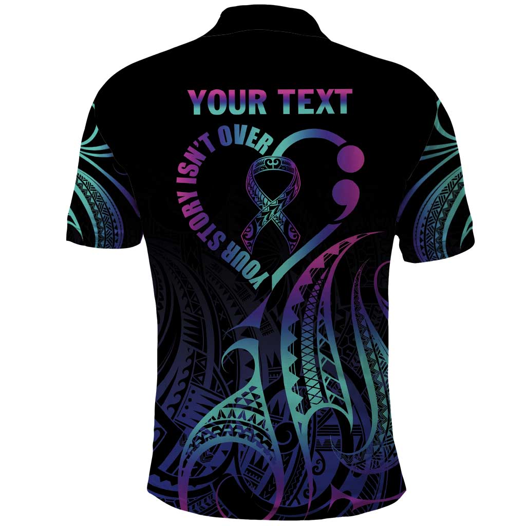 Personalised Your Story Isn't Over Polo Shirt Suicide Prevention Awareness Semicolon Heart