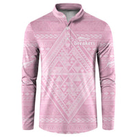 Custom New Zealand Basketball Indigenous Button Sweatshirt - Polynesian Pride