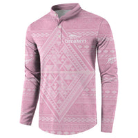 Custom New Zealand Basketball Indigenous Button Sweatshirt - Polynesian Pride