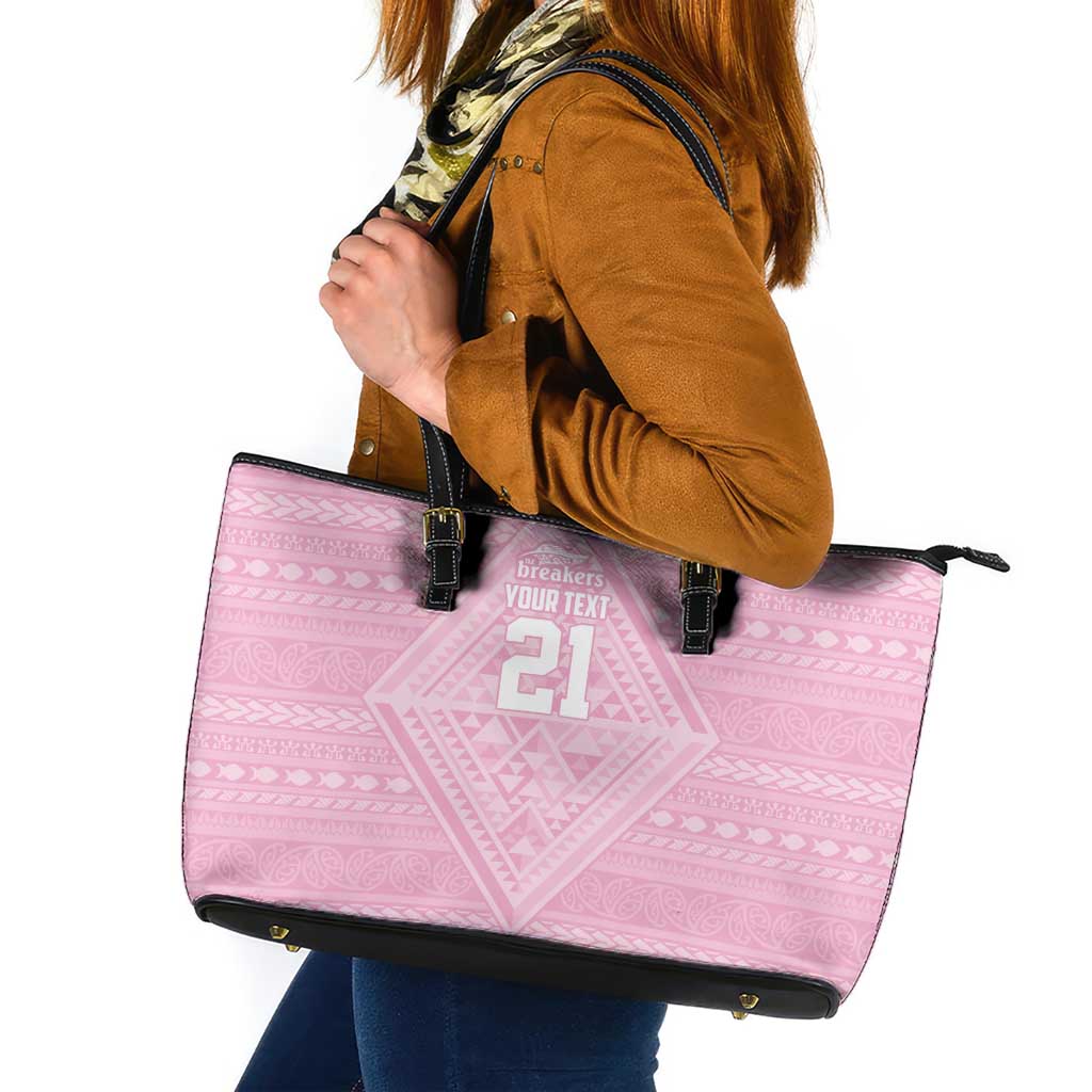 Custom New Zealand Basketball Indigenous Leather Tote Bag - Polynesian Pride