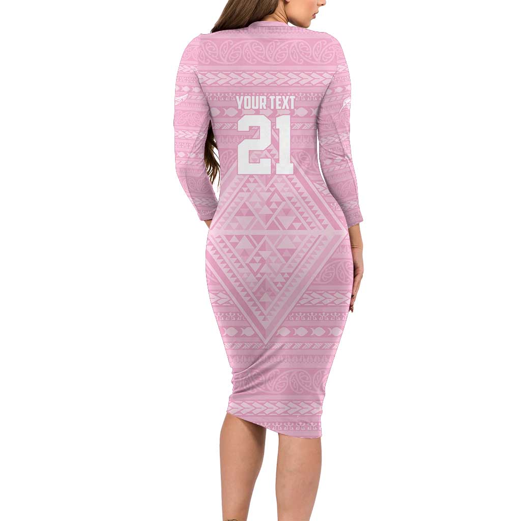 Custom New Zealand Basketball Indigenous Long Sleeve Bodycon Dress - Polynesian Pride