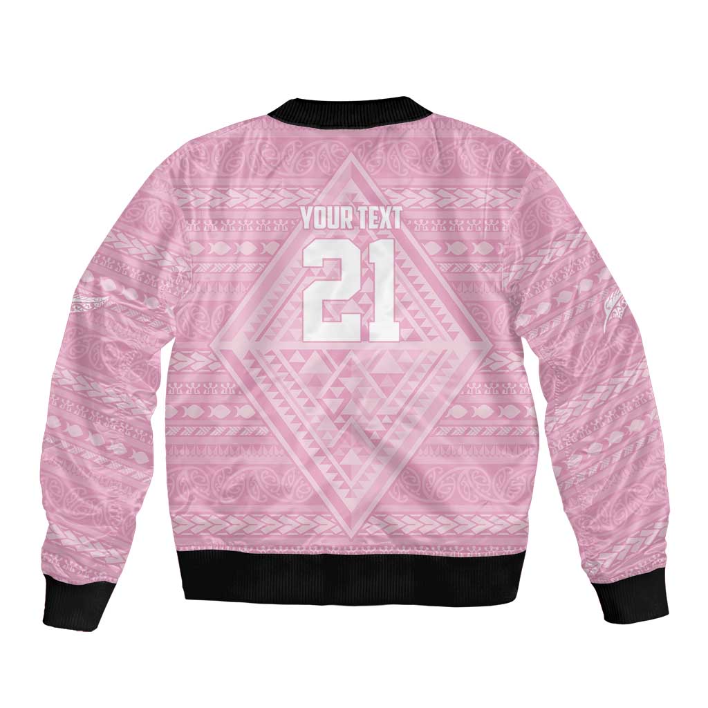 Custom New Zealand Basketball Indigenous Sleeve Zip Bomber Jacket - Polynesian Pride