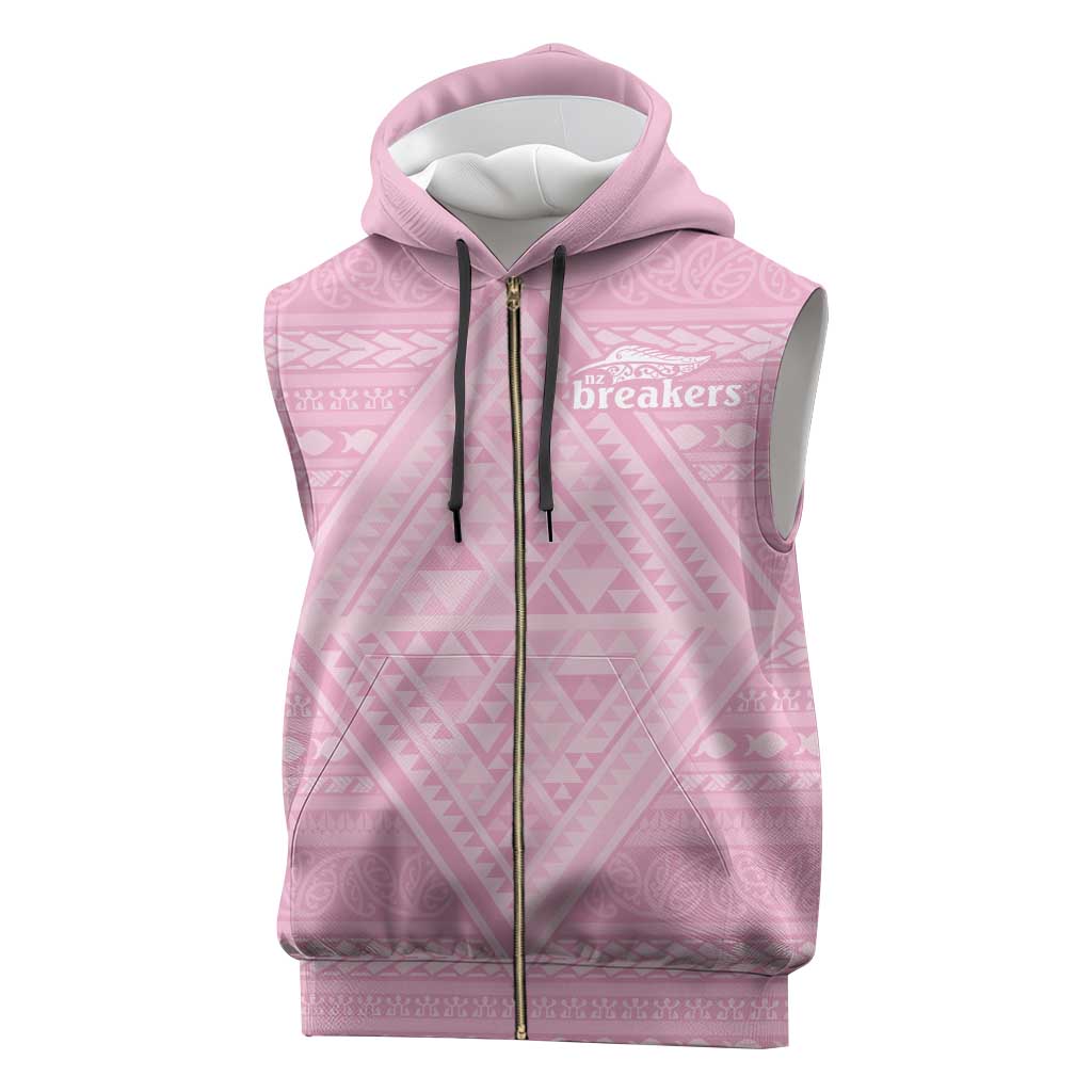 Custom New Zealand Basketball Indigenous Sleeveless Zip Hoodie - Polynesian Pride