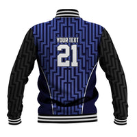 Custom Basketball New Zealand Baseball Jacket Blue Maori Ta Moko Indigenous - Polynesian Pride