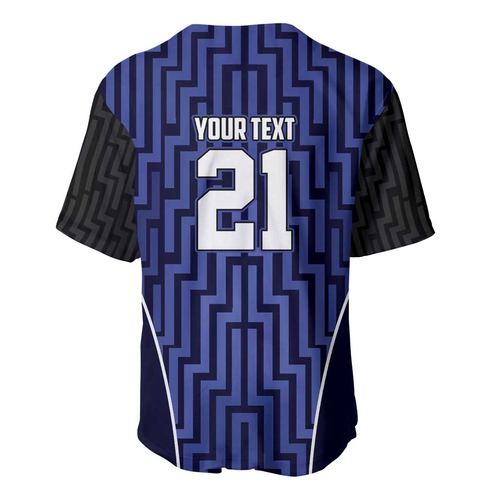 Custom Basketball New Zealand Baseball Jersey Blue Maori Ta Moko Indigenous - Polynesian Pride
