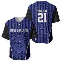 Custom Basketball New Zealand Baseball Jersey Blue Maori Ta Moko Indigenous - Polynesian Pride