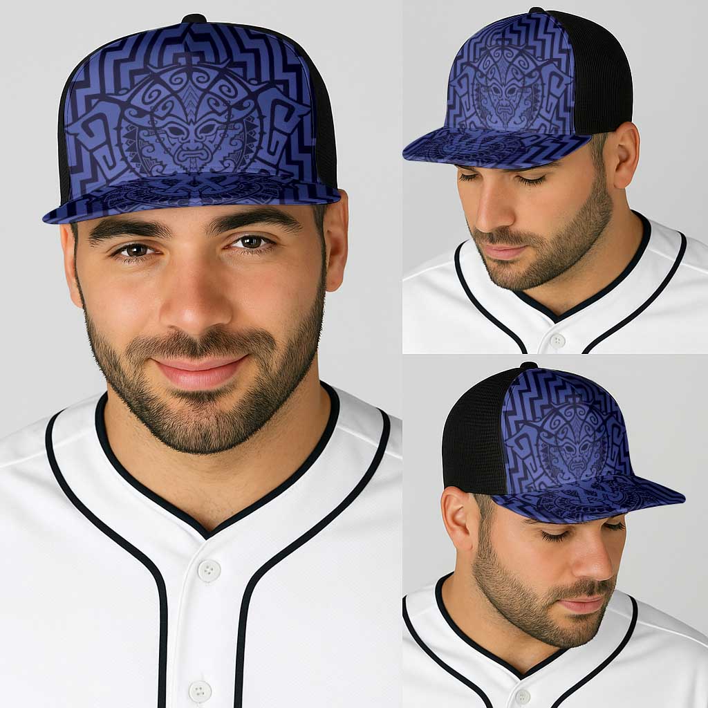 Basketball New Zealand Baseball Net Cap Blue Maori Ta Moko Indigenous - Polynesian Pride