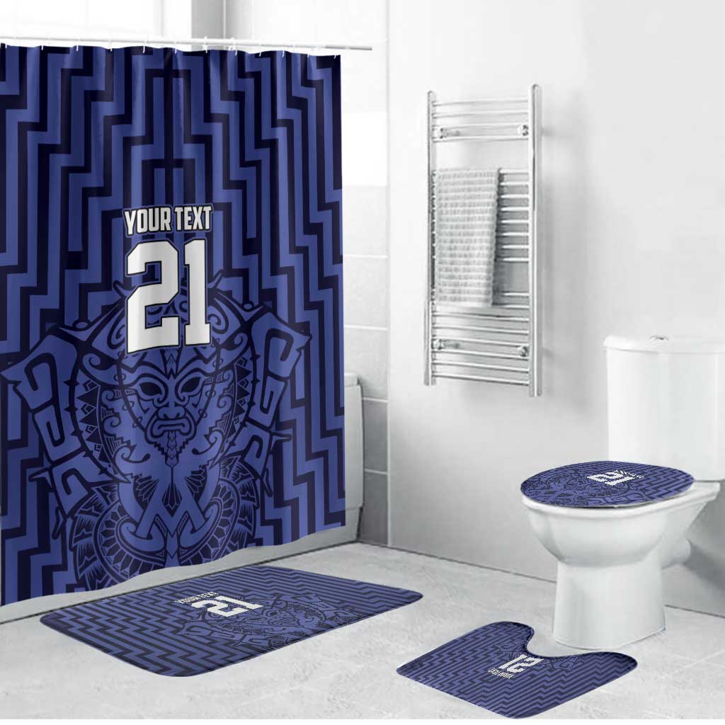 Custom Basketball New Zealand Bathroom Set Blue Maori Ta Moko Indigenous - Polynesian Pride