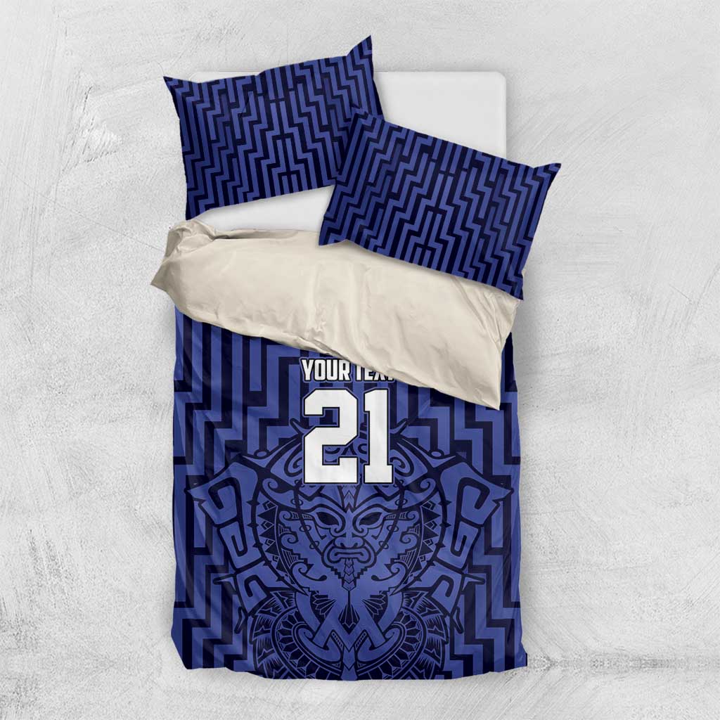 Custom Basketball New Zealand Bedding Set Blue Maori Ta Moko Indigenous - Polynesian Pride