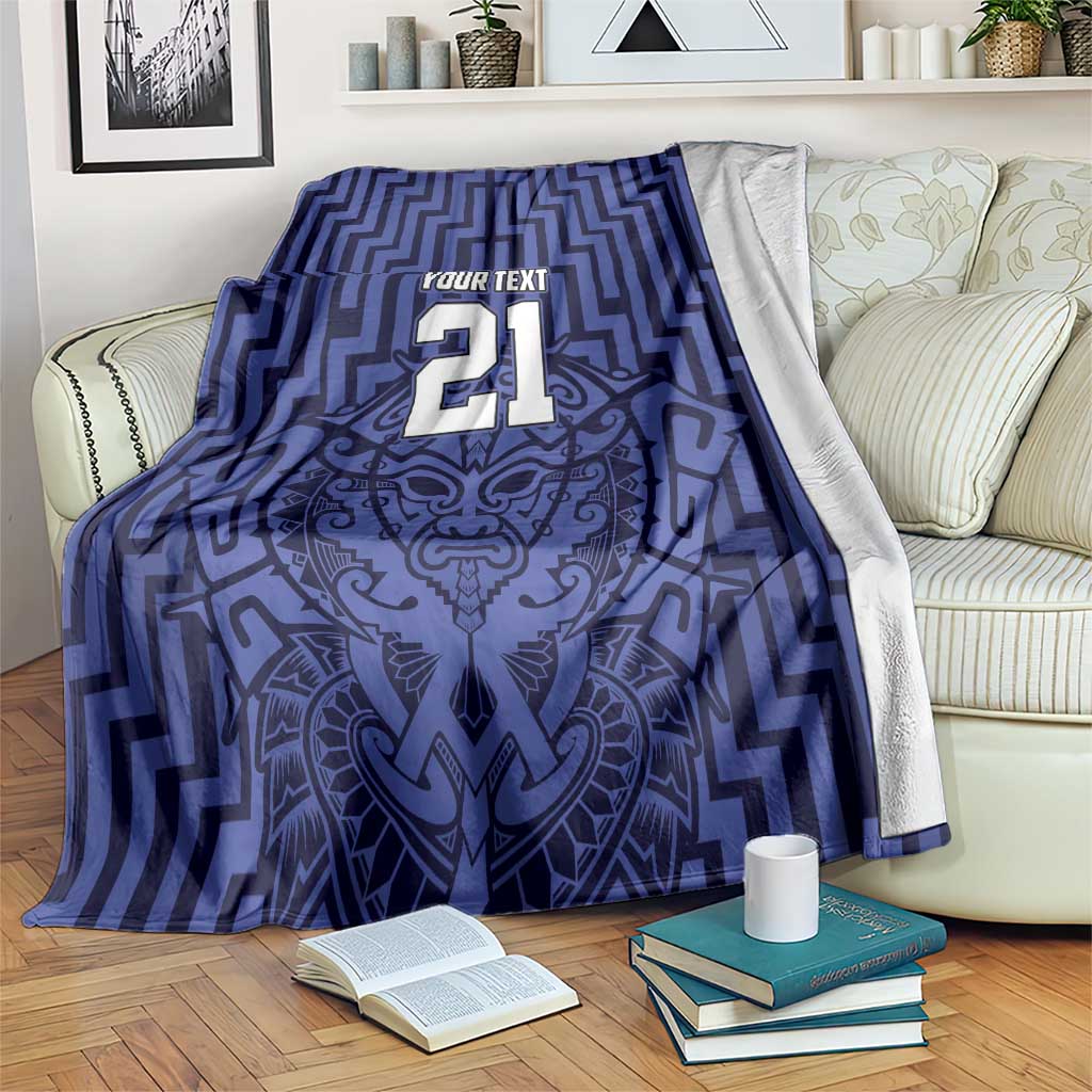Custom Basketball New Zealand Blanket Blue Maori Ta Moko Indigenous - Polynesian Pride