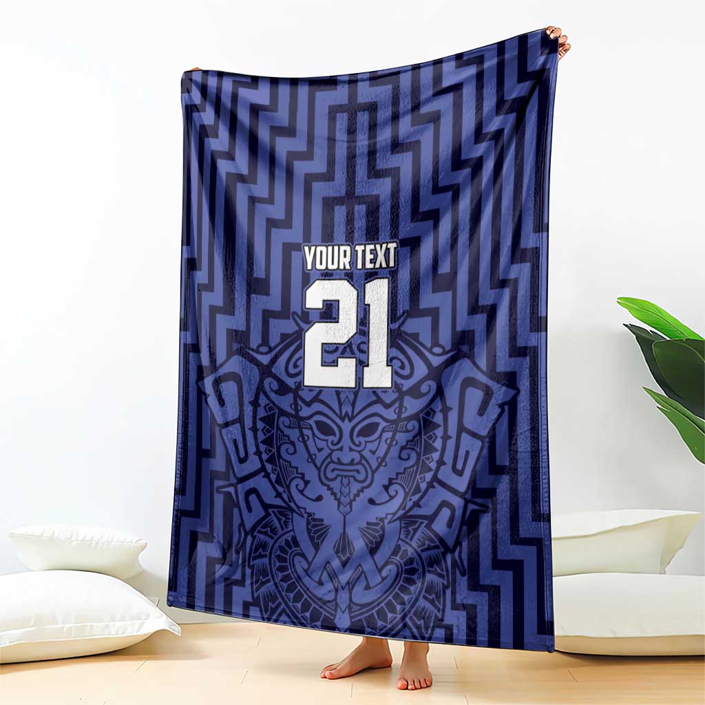 Custom Basketball New Zealand Blanket Blue Maori Ta Moko Indigenous - Polynesian Pride