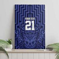 Custom Basketball New Zealand Canvas Wall Art Blue Maori Ta Moko Indigenous - Polynesian Pride