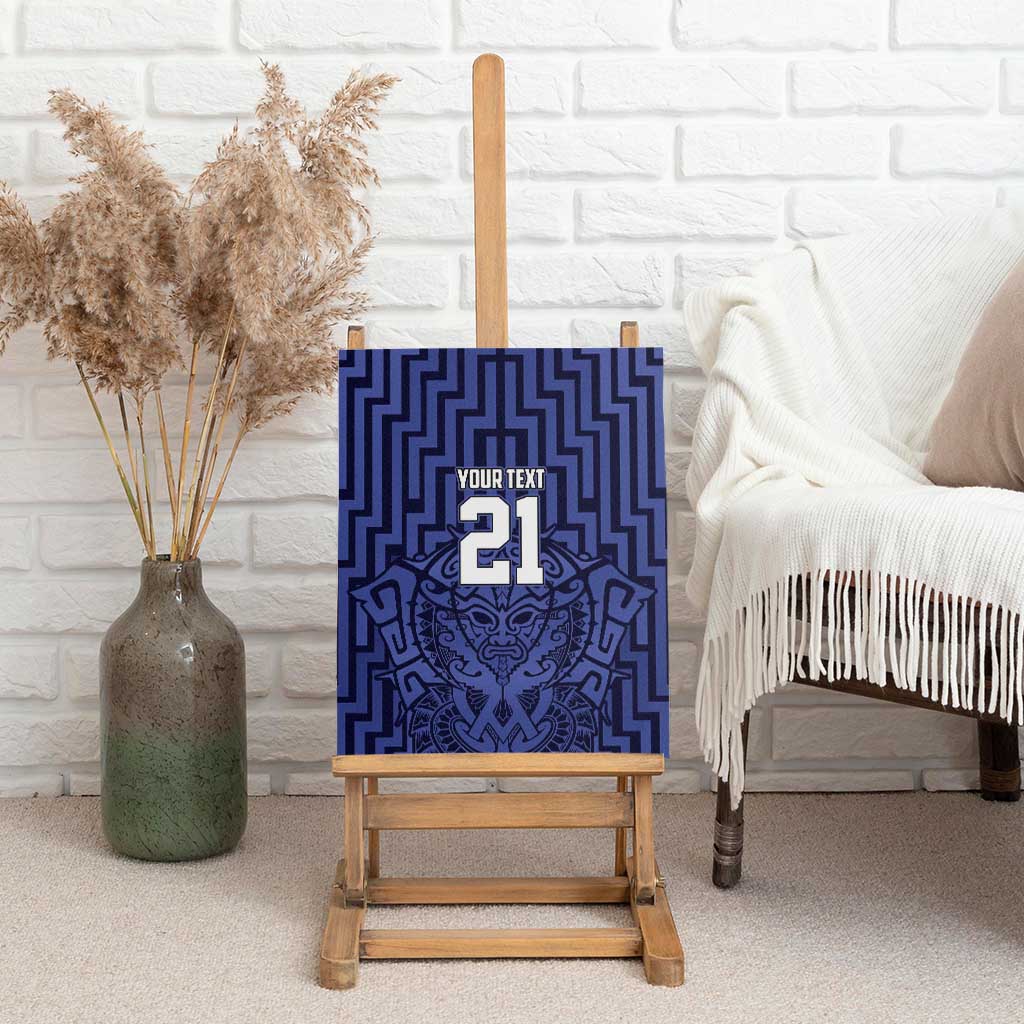 Custom Basketball New Zealand Canvas Wall Art Blue Maori Ta Moko Indigenous - Polynesian Pride