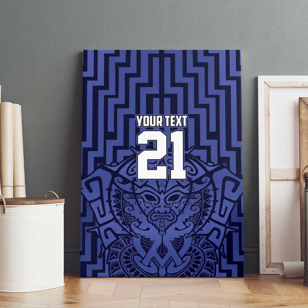 Custom Basketball New Zealand Canvas Wall Art Blue Maori Ta Moko Indigenous - Polynesian Pride
