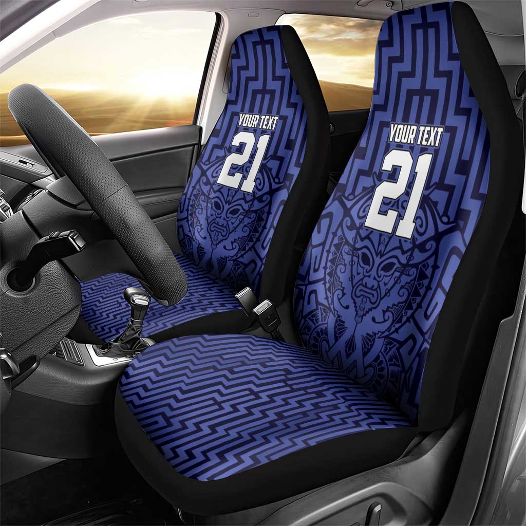 Custom Basketball New Zealand Car Seat Cover Blue Maori Ta Moko Indigenous - Polynesian Pride