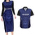 Custom Basketball New Zealand Couples Matching Long Sleeve Bodycon Dress and Hawaiian Shirt Blue Maori Ta Moko Indigenous - Polynesian Pride