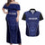 Custom Basketball New Zealand Couples Matching Off Shoulder Maxi Dress and Hawaiian Shirt Blue Maori Ta Moko Indigenous - Polynesian Pride