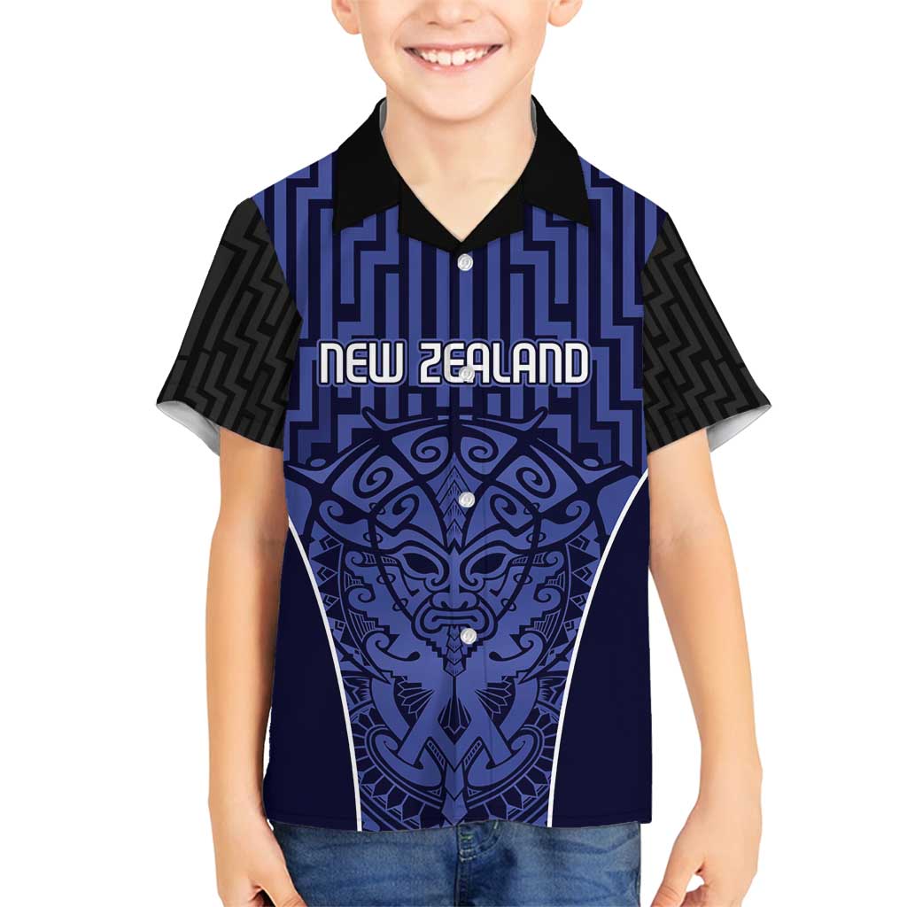 Custom Basketball New Zealand Family Matching Long Sleeve Bodycon Dress and Hawaiian Shirt Blue Maori Ta Moko Indigenous - Polynesian Pride