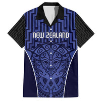 Custom Basketball New Zealand Family Matching Puletasi and Hawaiian Shirt Blue Maori Ta Moko Indigenous - Polynesian Pride