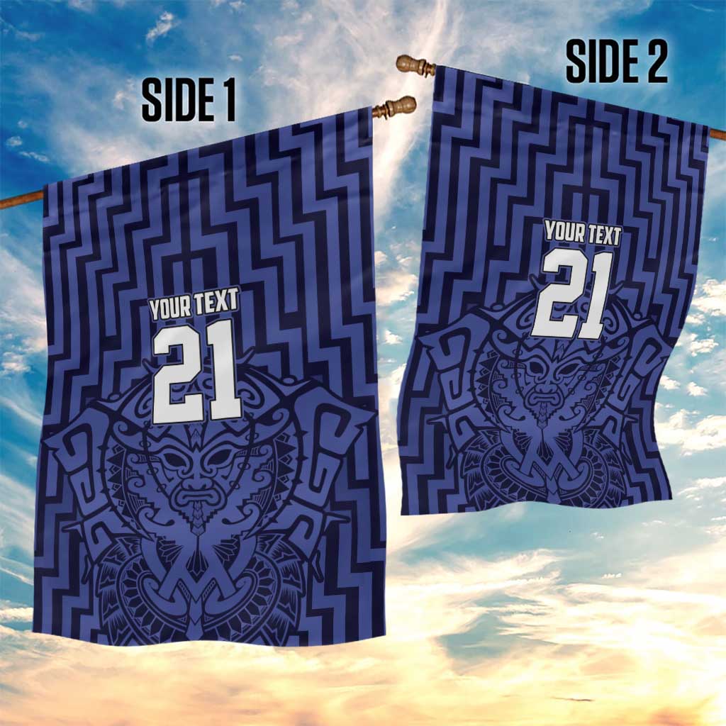 Custom Basketball New Zealand Garden Flag Blue Maori Ta Moko Indigenous - Polynesian Pride