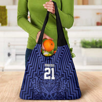 Custom Basketball New Zealand Grocery Bag Blue Maori Ta Moko Indigenous - Polynesian Pride