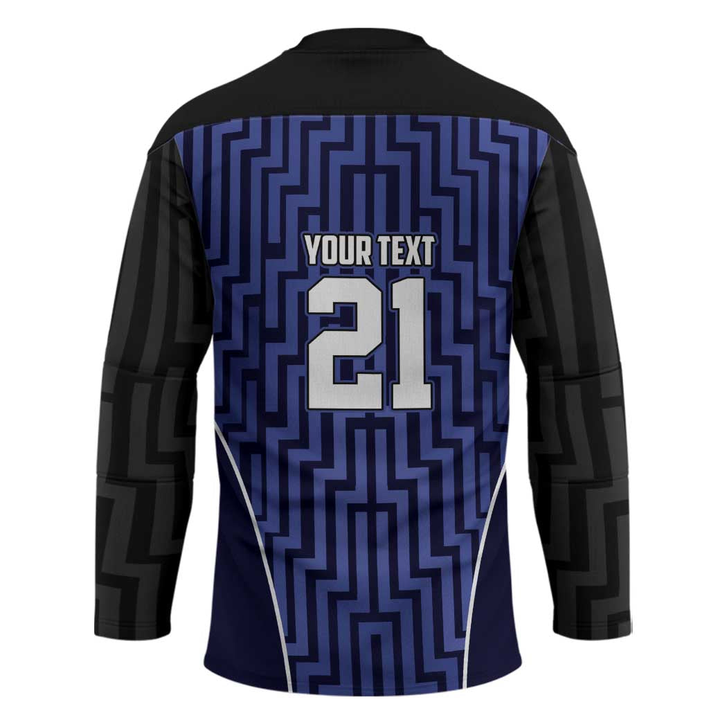 Custom Basketball New Zealand Hockey Jersey Blue Maori Ta Moko Indigenous - Polynesian Pride