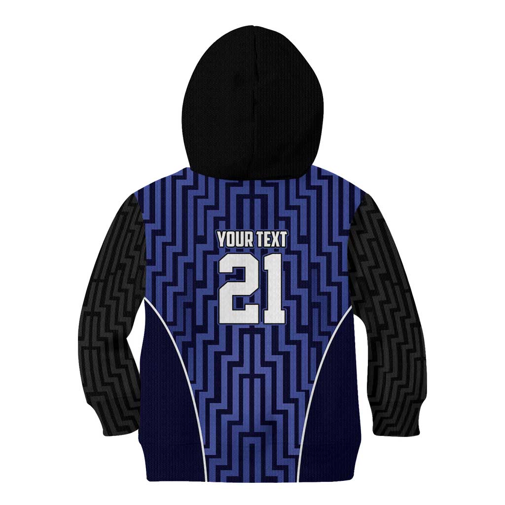 Custom Basketball New Zealand Kid Hoodie Blue Maori Ta Moko Indigenous - Polynesian Pride