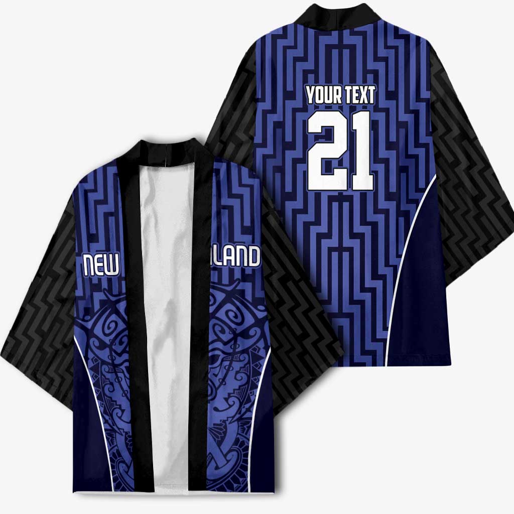 Custom Basketball New Zealand Kimono Blue Maori Ta Moko Indigenous - Polynesian Pride