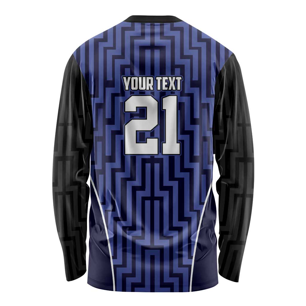 Custom Basketball New Zealand Long Sleeve Shirt Blue Maori Ta Moko Indigenous - Polynesian Pride
