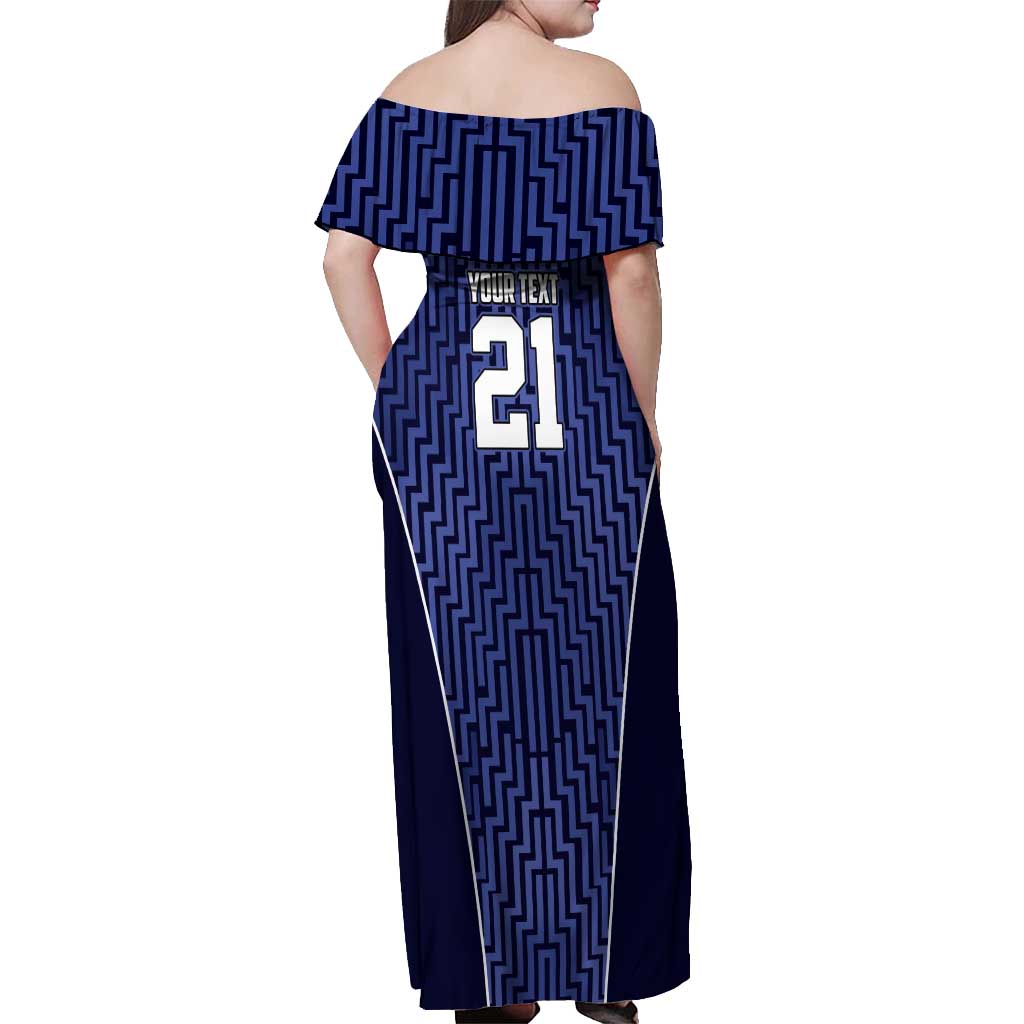 Custom Basketball New Zealand Off Shoulder Maxi Dress Blue Maori Ta Moko Indigenous - Polynesian Pride