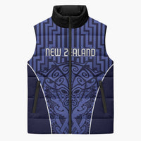 Custom Basketball New Zealand Sleeveless Puffer Jacket Blue Maori Ta Moko Indigenous - Polynesian Pride