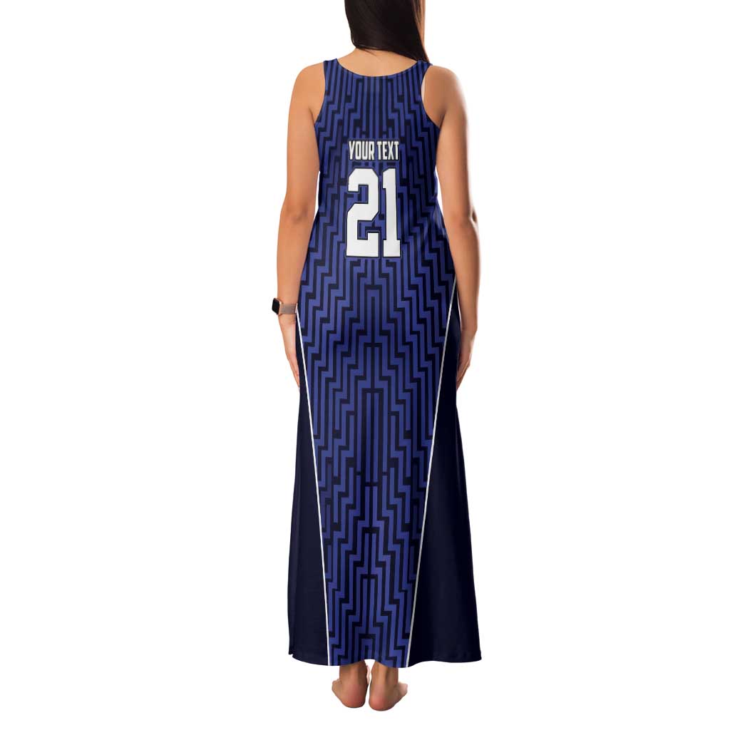 Custom Basketball New Zealand Tank Maxi Dress Blue Maori Ta Moko Indigenous - Polynesian Pride