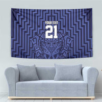 Custom Basketball New Zealand Tapestry Blue Maori Ta Moko Indigenous - Polynesian Pride